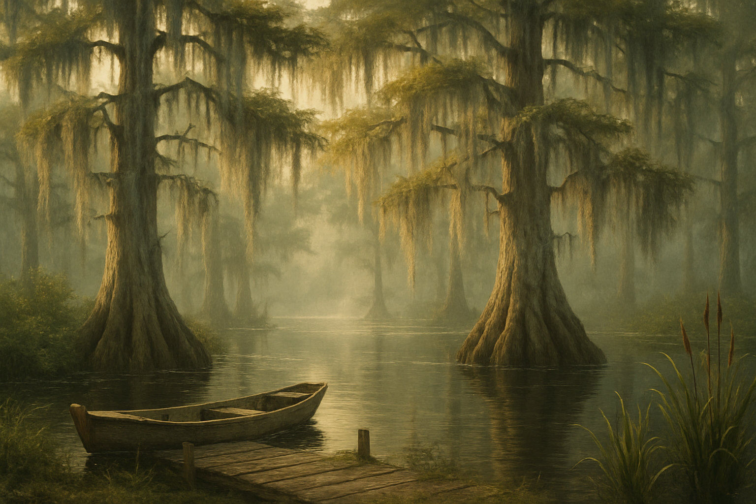 cajun scenery with cypress tress on bayou